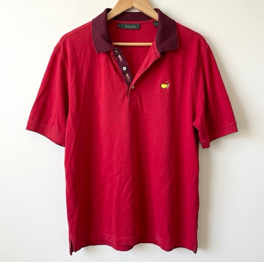 Bobby Jones Masters Mens Large Red Cotton Polo Shirt Augusta National Golf Crest